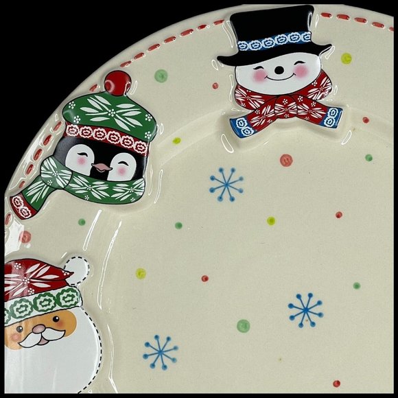 Temptations Winter Whimsy Platter Cake Plate Serving Round Ceramic Christmas 13” - Picture 2 of 6
